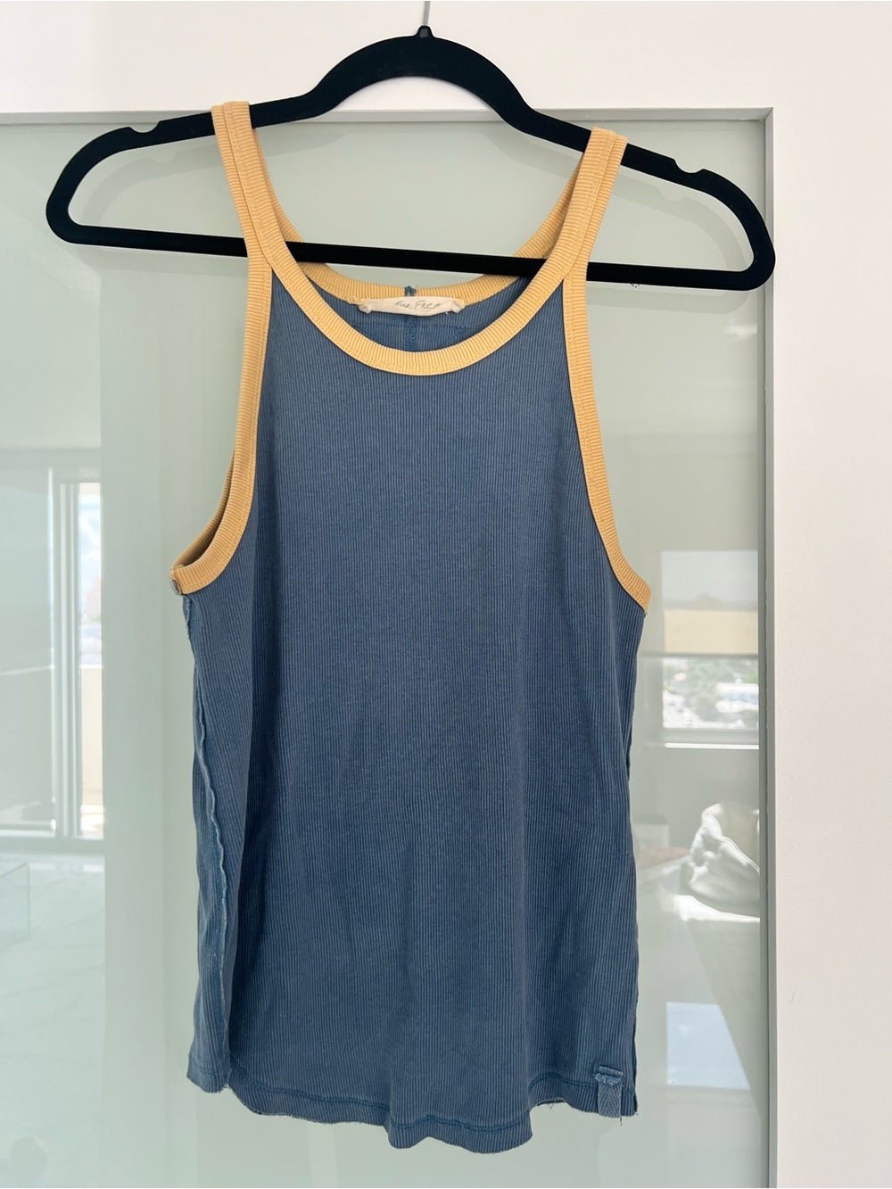 FREE PEOPLE  We the Free Ringer Tank Blue Yellow Trim Size Medium - Picture 4 of 6